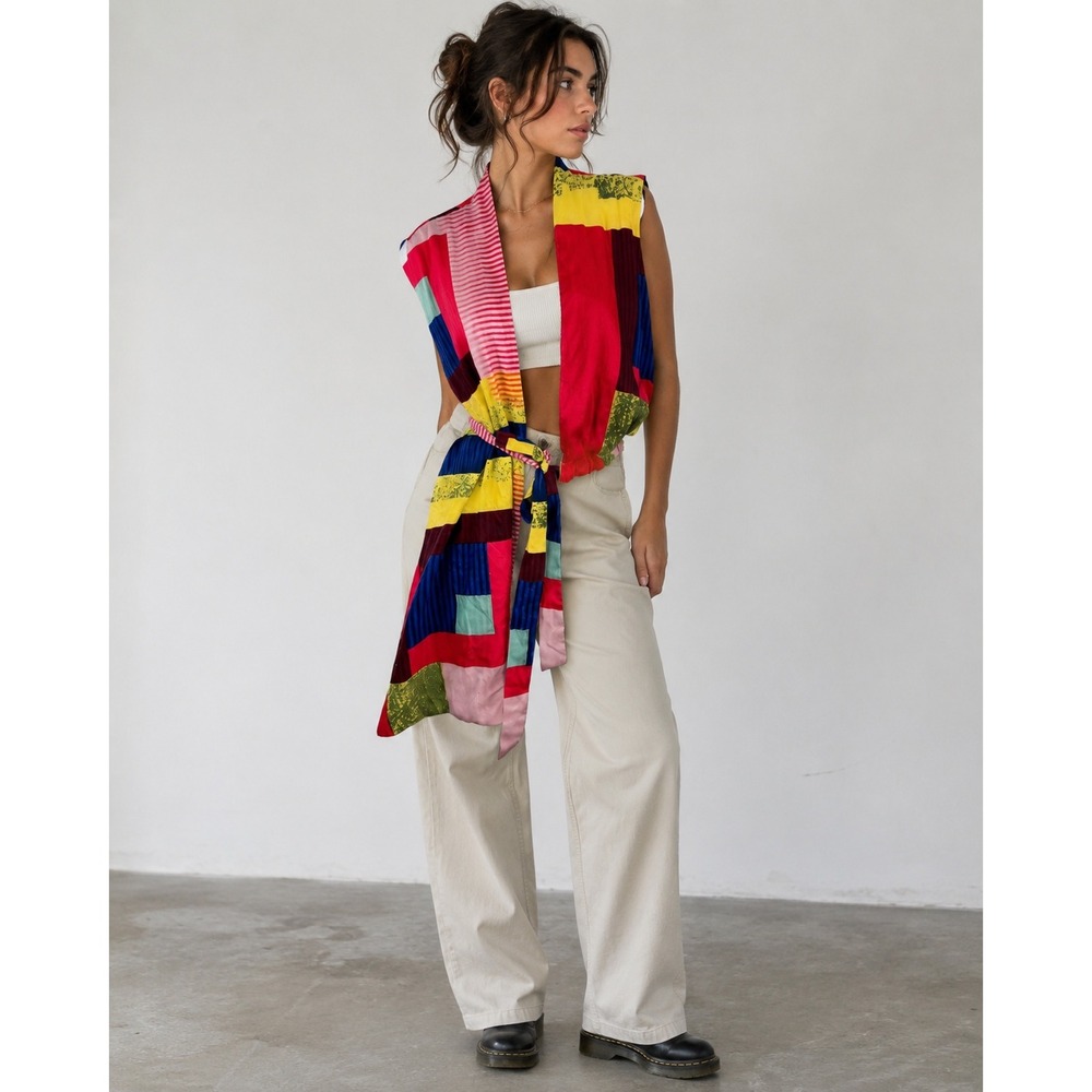 Toon Collections Asymmetrical Bandana Top Boho 70s Artwear S/M